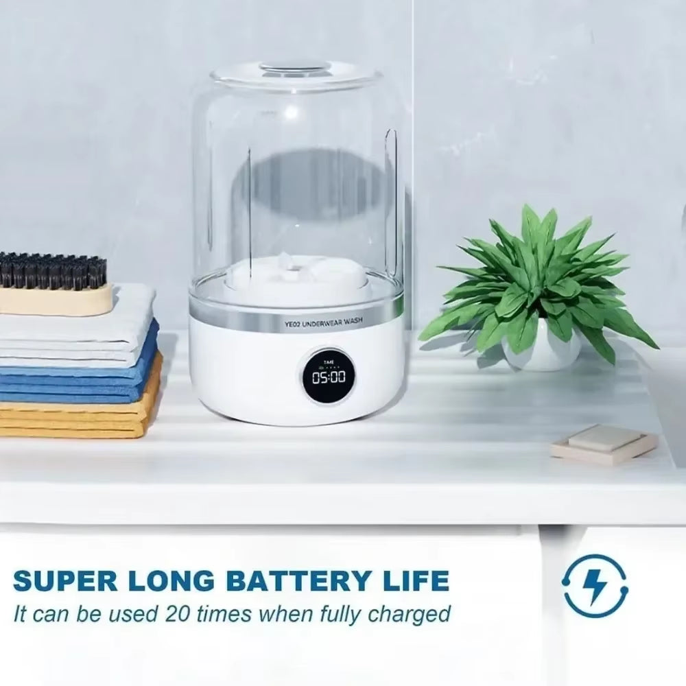 Wireless Washing Machine Portable Underwear Cleaner 1L Mini Socks Washing Machine Dehydratable Laundry Bucket